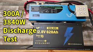 4000W Inverter vs WattCycle 12V 628Ah Battery, 300A Discharge Test