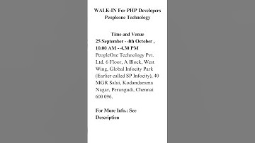 WALK-IN For PHP Developers Peopleone Technology