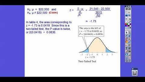 Hypothesis Testing for the Mean (S.D.  Known) - Section 7.2 (Part 2)