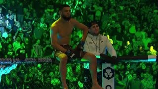 Khamzat sits on octagon waiting for Burns to come