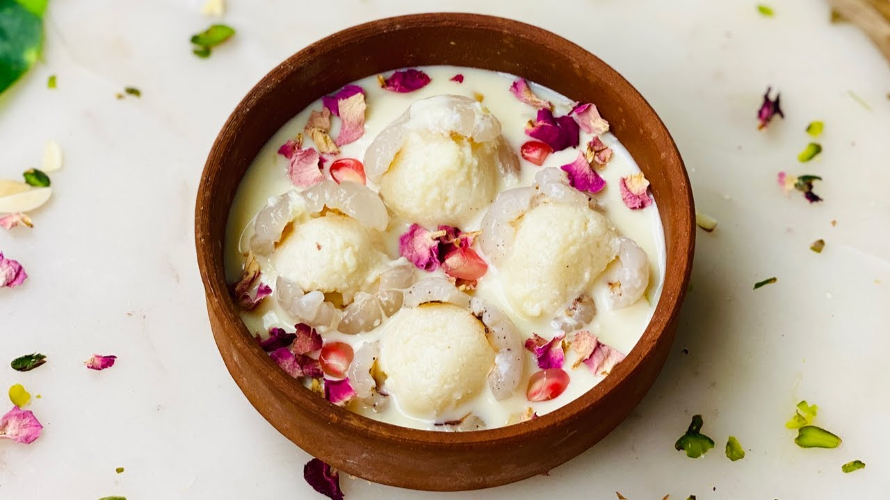 Lychee Rasgulla with Malai Rabdi  | Fusion Dessert | Dessert Recipe | Flavourful Food