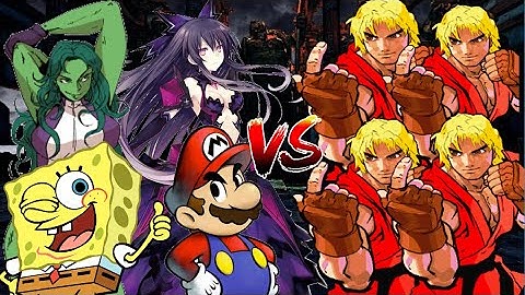 MUGEN Request 746: SpongeBob, She Hulk, Super Better Mario, Black PrincessTohka VS Rox Howard Clones