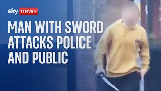Sword-wielding man 'drives into house and begins attacking people' in London