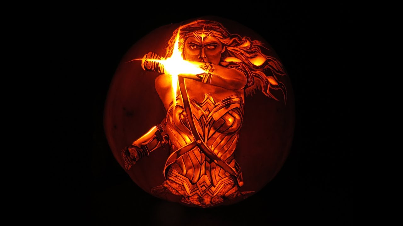 Wonder Woman, a pumpkin carving timelapse. 