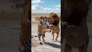 Tiger and Lion Face Off in the Wild!
