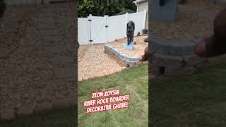 Zeon Zoysia Sod Installation | River Rock Border + Decorative Gravel Brooks Landscaping (Dallas GA)