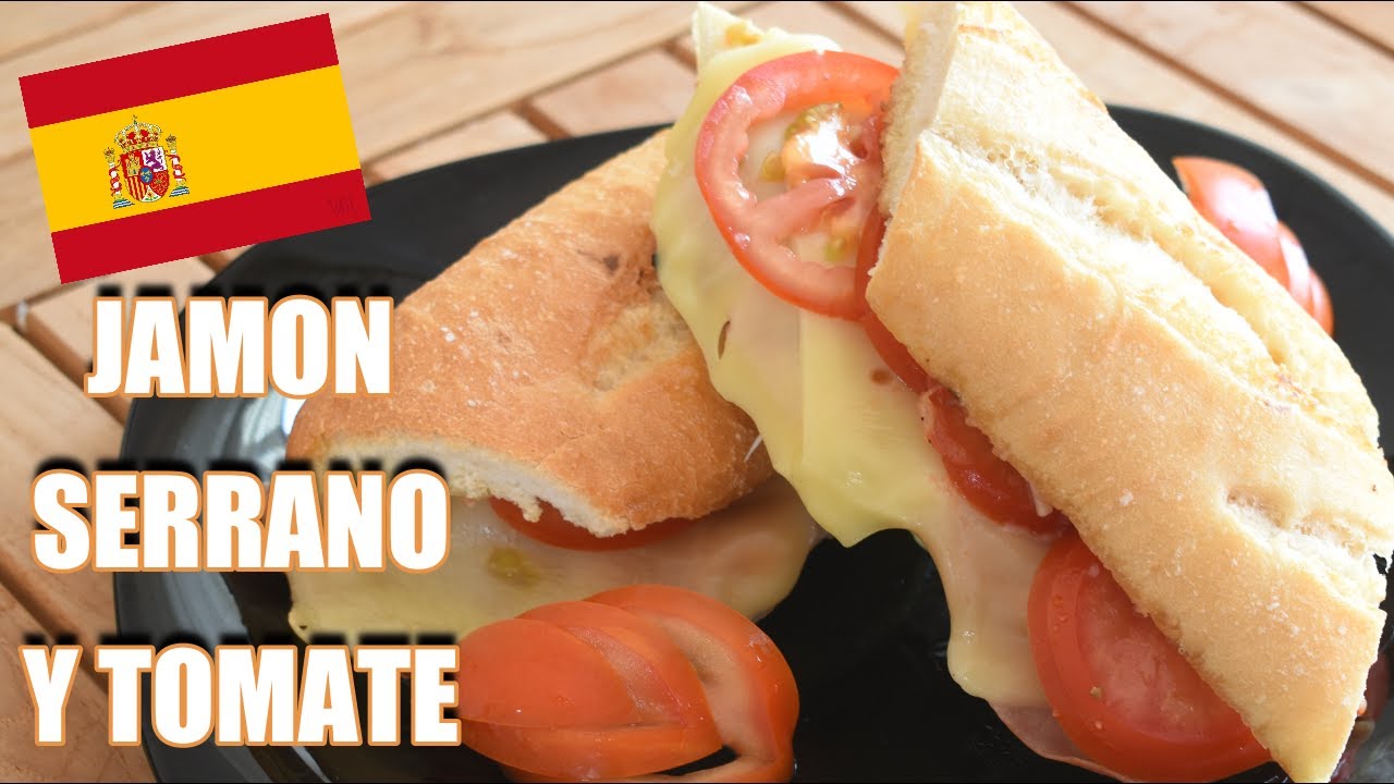 ¿Como hacer BOCADILLO DE JAMON SERRANO Y TOMATE? / cocina Española fácil paso a paso!