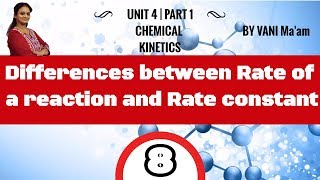 Differences between Rate of a reaction and Rate constant-8 | Grade 12|Unit-4 |chemistry cbse
