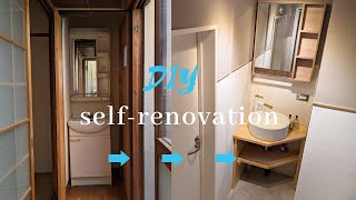 Selfremodeling a 50yearold washroom around cute white and gold water [50yearold house DIY]