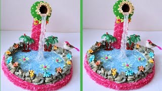 Waterfall with hot glue gun / fountain / thermocol water fall/ how to make waterfall