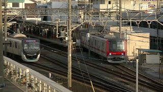 平日朝の東武スカイツリーラインせんげん台駅付近（字幕入り）