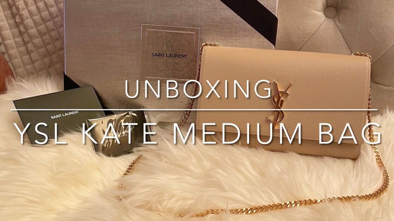 Unboxing: YSL Kate Medium Bag (Powder) + What fits inside & Ways