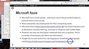 Brief introduction to running Jupyter notebook on the Microsoft cloud.