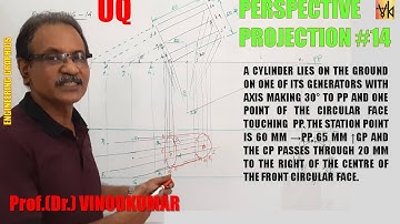 PERSPECTIVE PROJECTION-14. CUSAT, MG, KU, ANNA. Cylinder lying on ground by Prof. Vinodkumar