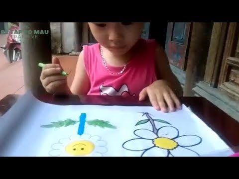 Bé Tập Tô Màu Bông Hoa Hướng Dương- Tranh Tô Màu Cho Bé 3 Tuổi