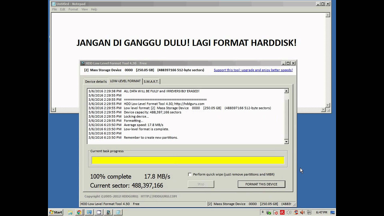 New Cara Format Harddisk Low Level Format