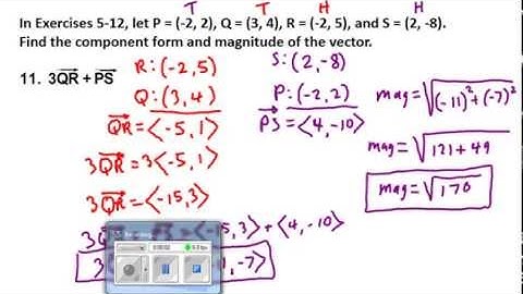Precalculus Chapter 6.1 Exercises 1-12 Find Vectors in Component Form Using Head Minus Tail