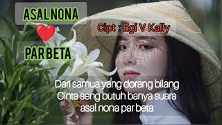 Lagutimur. Asal nona parbeta/cipt :Egi V Kally/vocal: suno Ai