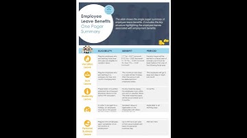 Employee Leave Benefits One Pager Summary Presentation Report Infographic Ppt Pdf Document