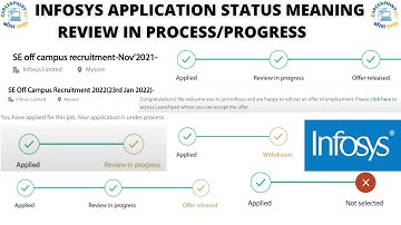 Infosys application status ? | Review in progress means selected ? | what is the status meaning
