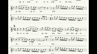 Ağlamakla İnlemekle Ömür Gelip Geçiyor - Nota Eşliğinde İcrâ (Ahenk: Kız Ney - 4 Ses - A) Resimi