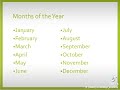 Lesson 4 Day 4 Days of the week and months of the year