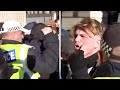 &#39;Who hit me&#39;: Moment protestors clash with police in Parliament Square on Armistice Day