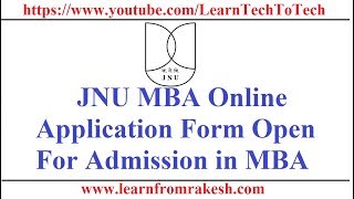 JNU MBA Online Application Form for Admission in MBA