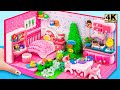 Amazing technique make Pink Bedroom, Kitchen, Garden from Cardboard and Clay ❤️ DIY Miniature House