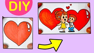 Cute Proposal Folding Suprise Card Tutorial - How to Draw a Cute Couple EASY by Happy Drawings 995 views 9 months ago 4 minutes, 34 seconds