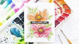 How-To: Anemone Watercolor Card w/ Mijello Mission Gold Watercolors &amp; Altenew Stamps