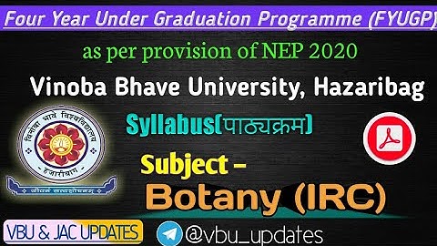VBU FYUGP Syllabus Botany (IRC) for Sem 1/2/3