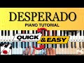 Desperado Piano Tutorial (QUICK & EASY)