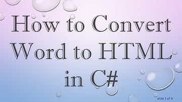 How to Convert Word to HTML in C#