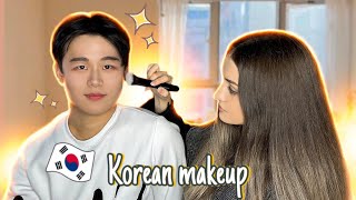 BTS HAS A NEW MEMBER! I'm doing idol makeup for a Korean friend