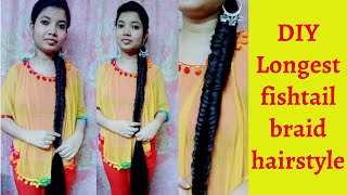 DIY Longest ?Fish braid hairstyle | khajuri choti hairstyle | खजूरी चोटी कैसे बनाते हैं | Hindi