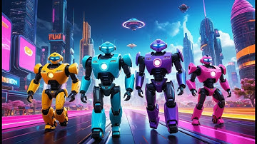 Five Little Robots on the Run | Fun Robot Song for Kids | Engaging Nursery Rhyme for Toddlers