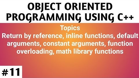Lecture - 11 Programming with C++ || MSc Computer Science || BCA || MDU Rohtak