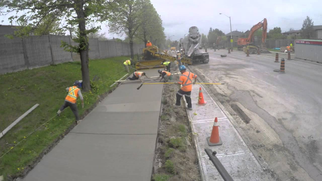 Sidewalk construction - YouTube