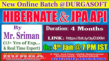 HIBERNATE & JPA API Online Training @ DURGASOFT