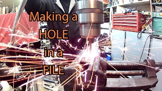 Easy drilling HARDENED STEEL, bastard file, etc... With big sparks using cheap carbide drills