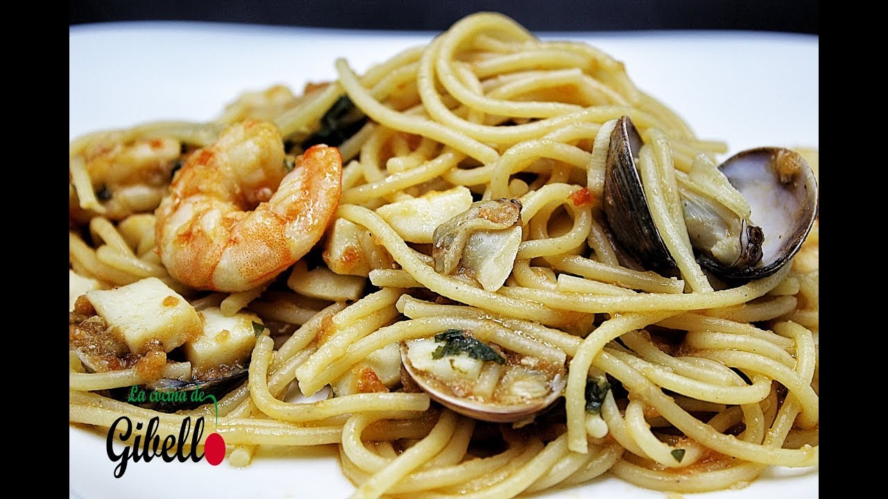 Spaghetti con mariscos - YouTube