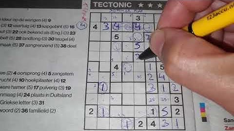 Thursday. Bonus Extra edition (#3337) Tectonic01 Sudoku puzzle. 09-02-2021 Extra part 4 of 5