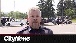 Police car flips, five sent to hospital in NW Calgary crash