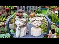 Succulent Arrangement in Two Beautiful Head Planters