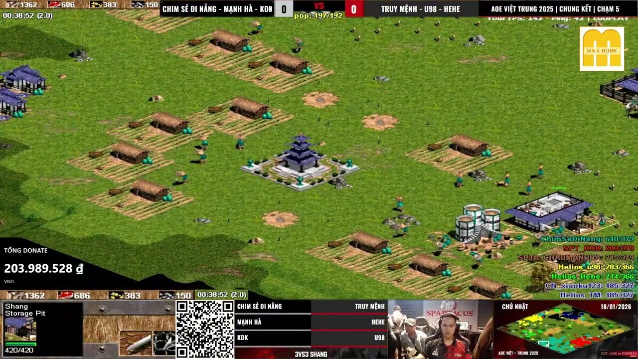 CHUNG KẾT | Chim Sẻ Đi Nắng - Mạnh Hà - KDK vs Hehe - U98 - Truy Mệnh | 3v3 Shang | AOE Việt Trung