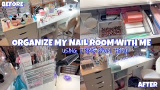 ORGANIZE MY NAIL ROOM WITH ME | USING ITEMS FROM TEMU | TEMU ORGANIZATION & DECOR HAUL | DESK TOUR