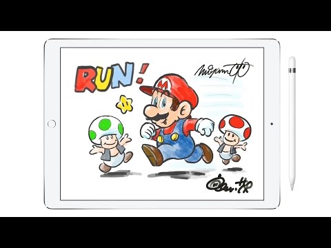 Miyamoto draws Super Mario Run on iPad Pro