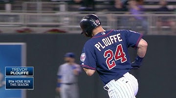 KC@MIN: Plouffe delivers a three-run dinger to left