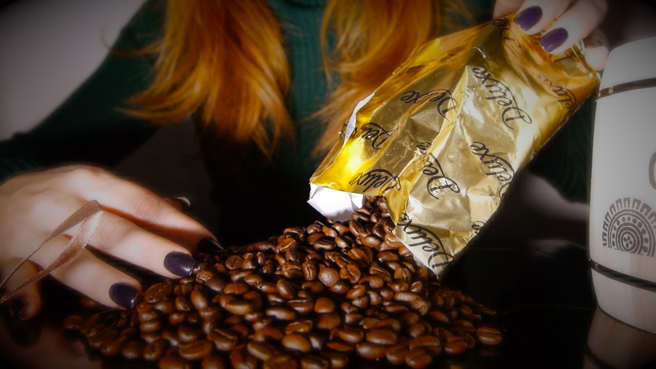 Coffee Beans Means ASMR 💜 Relaxing Wood, Crinkles & Tapping sounds
